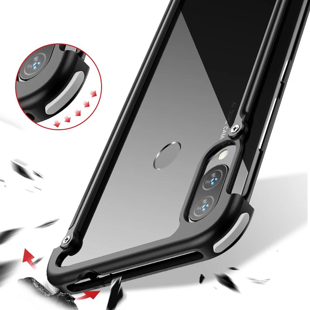 OATSBASF Роскошный металлический чехол Airbag Redmi Note 7 индивидуальный бампер тонкий для