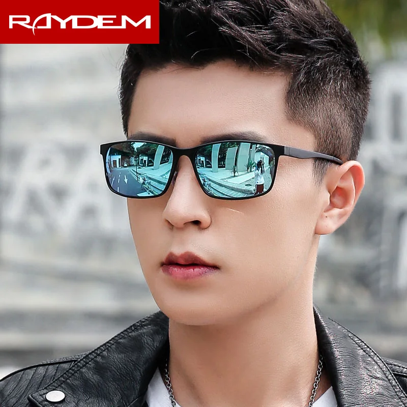 Raydem Прямоугольная алюминиевая оправа магния поляризованные солнцезащитные очки мужские классические ретро солнцезащитные очки oculos de sol feminino - Цвет линз: Black Ice blue