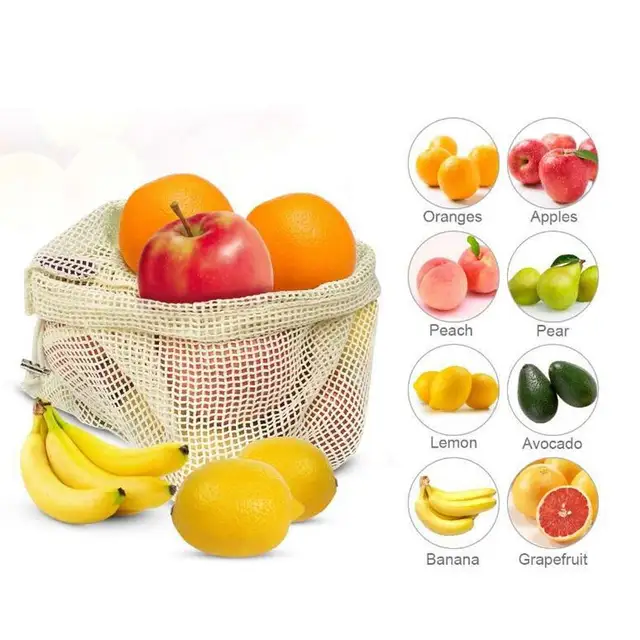3pcs Beeswax Wrap Cloth + 3Pcs Degradable Organic Cotton Mesh Storage Bag Eco Friendly Reusable Food Fresh Keeping Sets 6