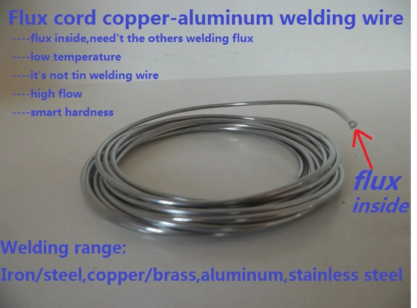Comprar 2,00mm * 3m cobre aluminio fundente núcleo Alambre de soldadura baja temperatura cobre aluminio varillas de soldadura para AC y refrigeración