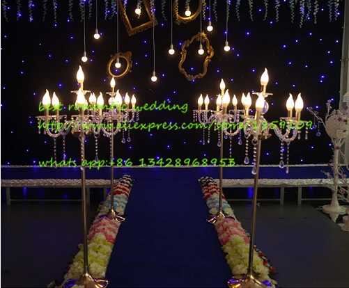 

10pieces/6 arms acrylic crystal wedding pillars with lights/wedding centerpiece/wedding pillars/candlestick/wedding candelabra