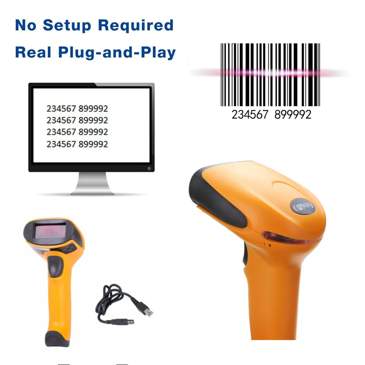 المحمولة USB الليزر الباركود ماسحة التلقائي الباركود مسح قارئ مع حامل POS محمول للأعمال سوبر ماركت