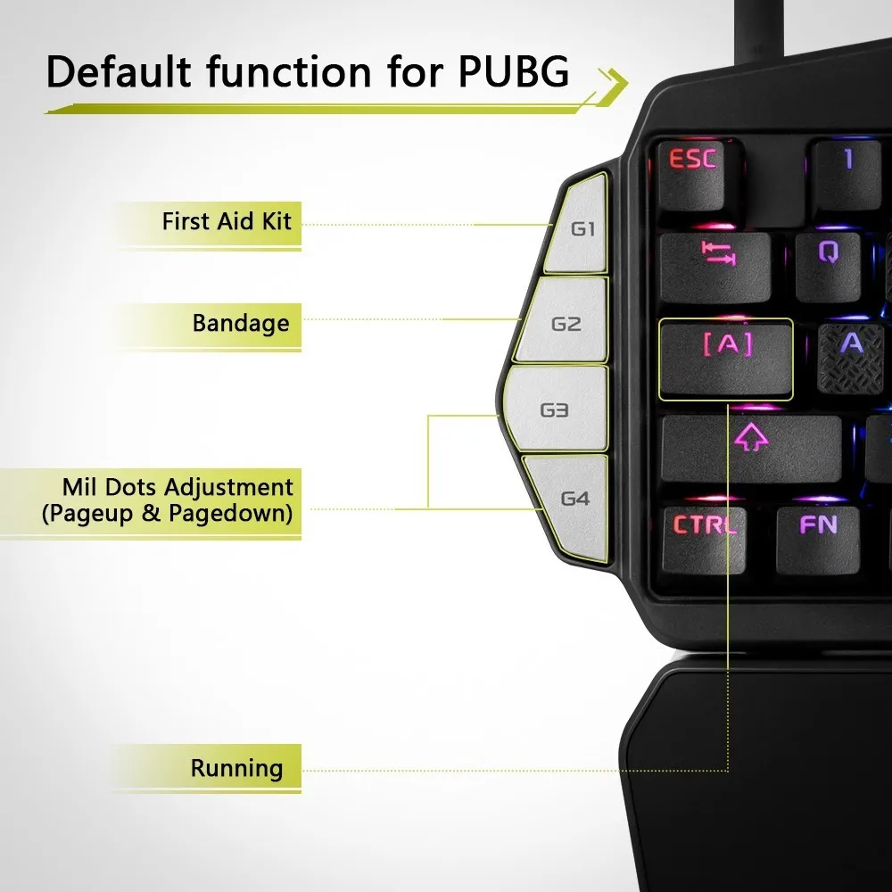  Delux T9X Single-handed Mechanical Gaming keyboards fully programmable USB wired keypad with RGB ba