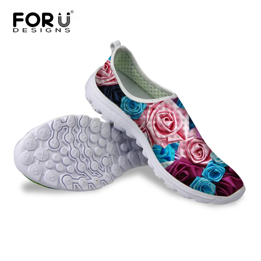 

FORUDESIGNS Summer Women Super Light Vulcanized Shoes,3D Flower Pattern Breathable Mesh Shoes Female Casual Beach Water Shoe