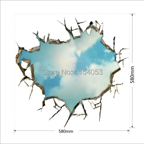 Free Shipping The blue sky and white clouds 3D Art Wall Decals