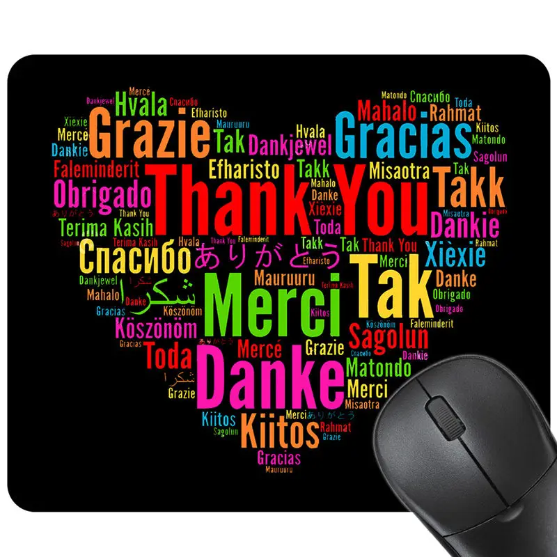 3D Fashion Gaming Mouse Mat Thank You Words Mousepad Rubber Rectangle