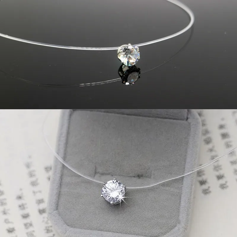 Миниатюрное квадратное колье-чокер для женщин, рыбья линия, маленькие CZ геометрическое ожерелье, подвеска на шею, богемное циркониевое ожерелье, ювелирное изделие