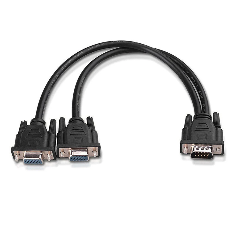 Новый 25 см VGA 1 штекер 2 Двойной Женский Y адаптер Splitter кабель удлинитель для
