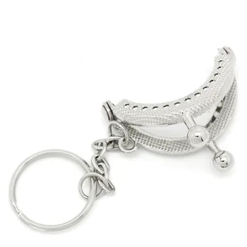 

10Pcs Silver Tone Clutch Coins Purse Purse Metal Arch Frame Kiss Clasps With Key Ring Handbag Handle 4x3.5cm