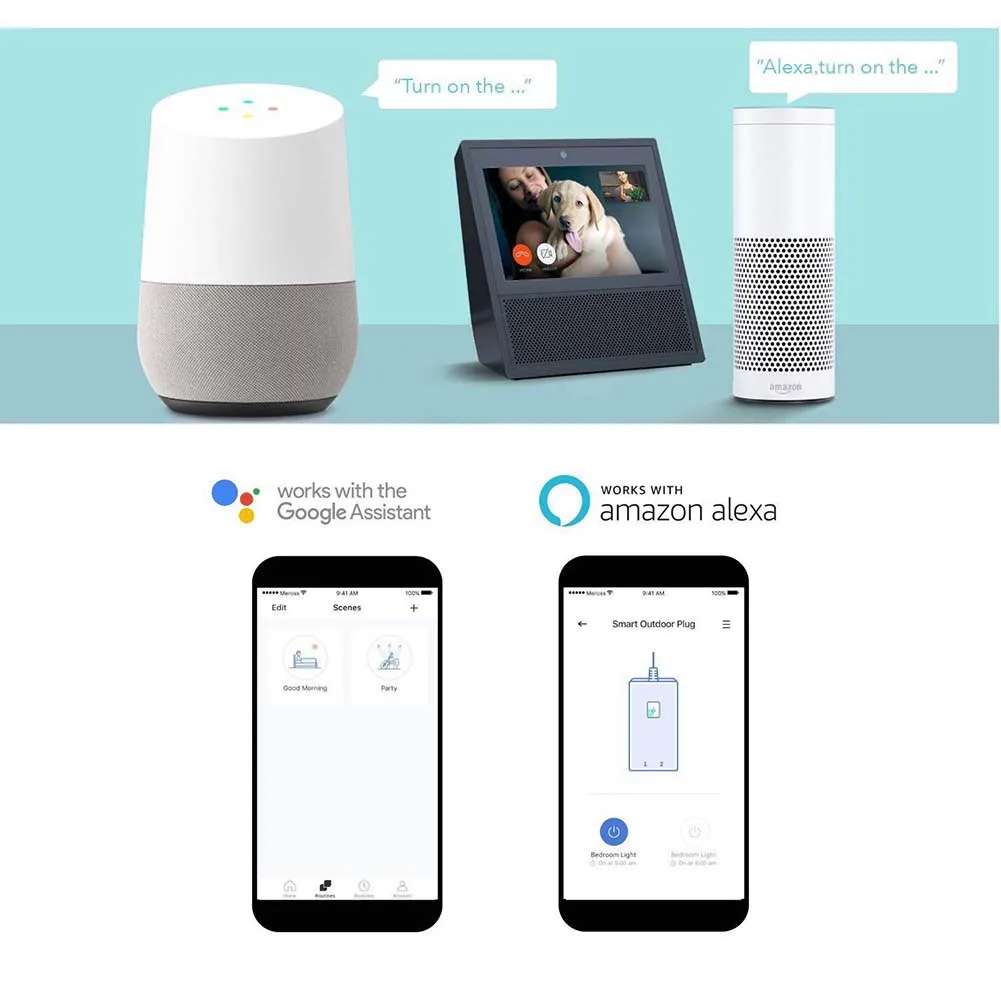 

Outdoor Wireless Smart Plug Wi-Fi Plug with 2 Sockets Compatible with Alexa Google Home Assistant @8 WWO66