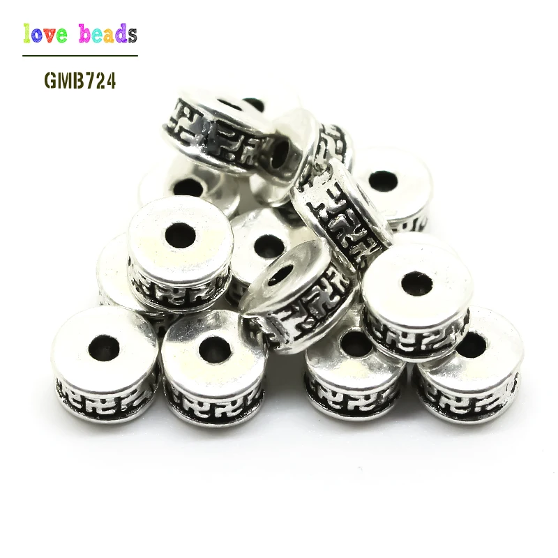 

60pcs /lot Wholesale DIY Jewelry 6mm*3mm Vintage Tibetan Silver Bead Spacers Beads (w03525)