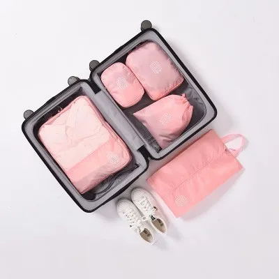 5 шт./компл. высокое качество полиэстровый тканевый дорожная сумка Чемодан Органайзер Упаковка Куб организатор дорожные сумки Упаковка Куб - Цвет: Pink