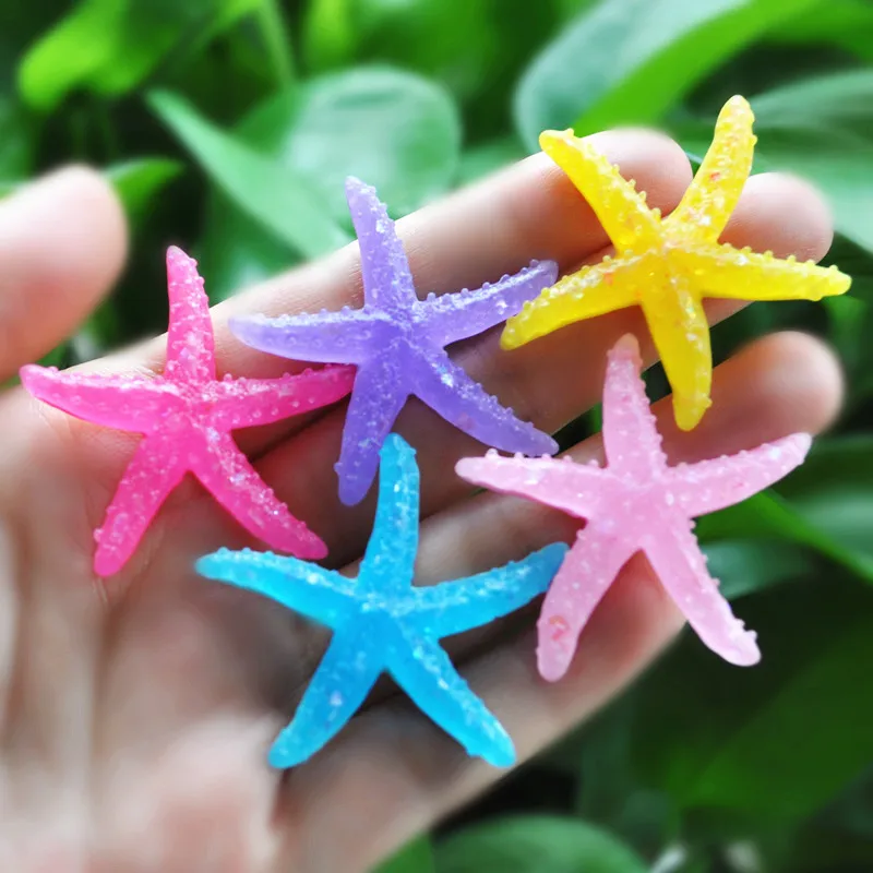 

10pcs/lot Cute Flatback Resin Cabochons Starfish for Phone case Decorating Ornament Accessory Colour Mixed 40mm