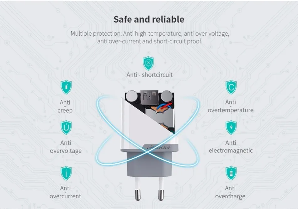 USB быстрое зарядное устройство Nillkin 3A QC 3,0 USB быстрое зарядное устройство европейского стандарта зарядное устройство для samsung S9 Plus Note8