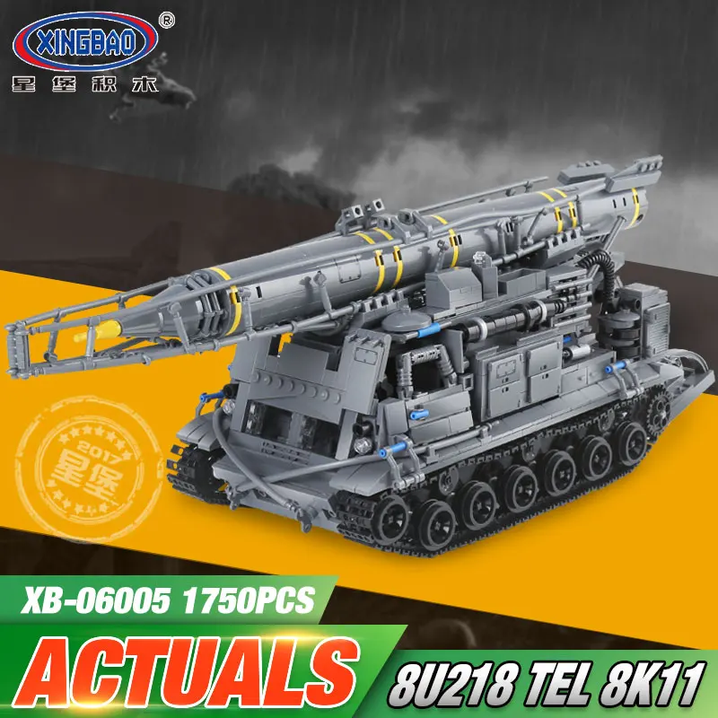 Xingbao 06005 1750Pcs Military Series The 8U218 TEL 8K11 Set Building Blocks Bricks Children Educational Boy`s Toys Model Gifts