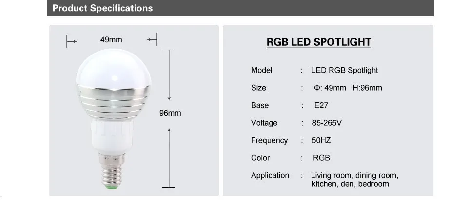 С регулируемой яркостью волшебный светодиодный RGB лампа E27 5 Вт 7 Вт AC85V-265V Soptlight ночник+ ИК-контроллер, E14 RGB Светодиодный прожектор для праздничного декора