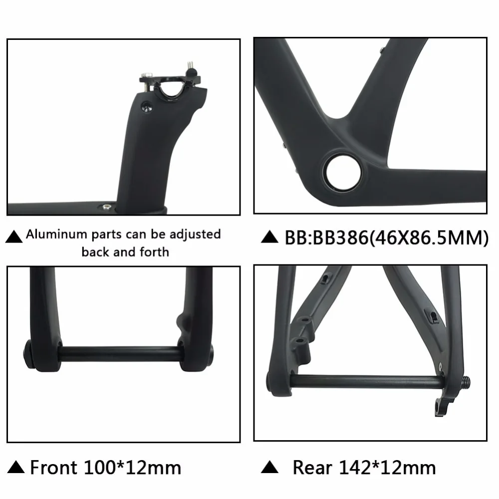 Cheap 2020 New Disc-Brakes Road Carbon Bicycle Frames,Spcycle Full Carbon Fiber Road Disc Bike Frames Framesets BB386 50/53/56/59cm 10