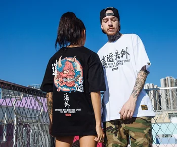 

Summer tide brand half sleeve Harajuku demon print hip hop loose Japanese short-sleeved T-shirt cotton couples ins fashion Tee