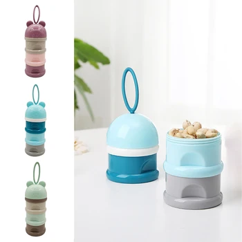 

3 layer Portable Frog Style Baby Food Essential Cereal Cartoon Dispenser Powder Formula Boxes Toddle Kids Formula Milk Container