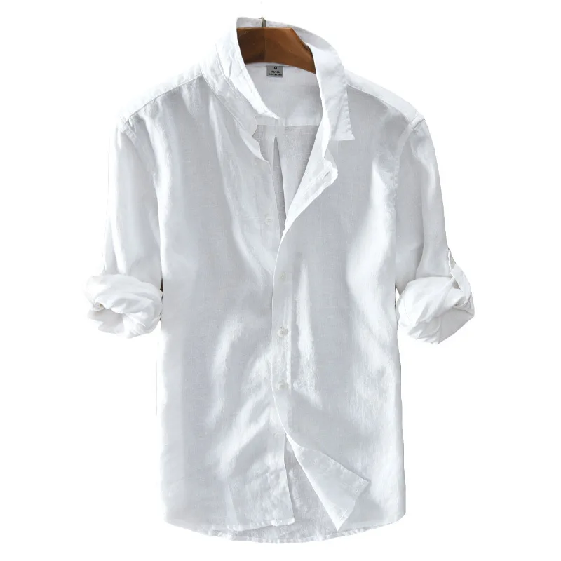 

Brand Linen Shirt Men 2018 Autumn New Casual Long Sleeve Shirts Ultra Thin Soft Clothing s-3XL
