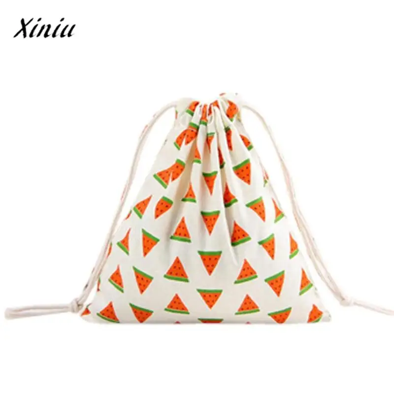 

xiniu women's bags bag for drawstring bag Unisex Cartoon Printing Linen Drawstring Bag Travel Backpack Packet Size Small