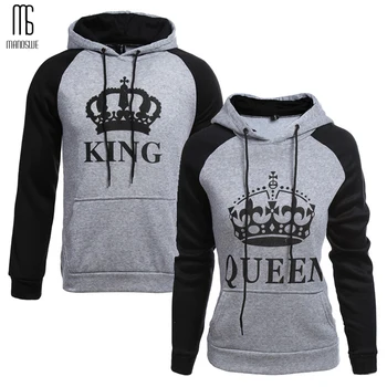 

Couple Hoodie Fall Winter Civvies Women Clothing Men Long Sleeves Sweatshirts Lettered Pattern QUEEN KING Print Casual Wear Hats