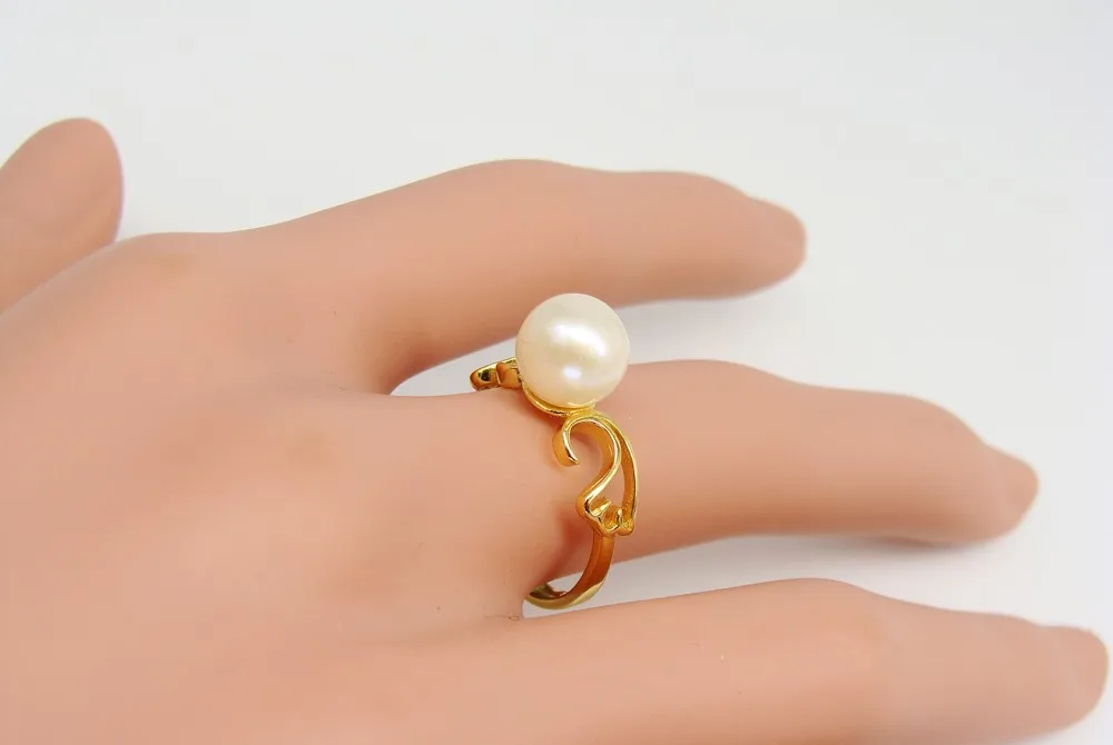 round pearl ring 925 sterling silver