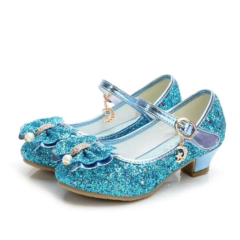 Сандалии принцессы для девочек; детская обувь для девочек; модельные туфли; блестящие Летние босоножки на высоком каблуке для вечеринки и свадьбы; детская обувь