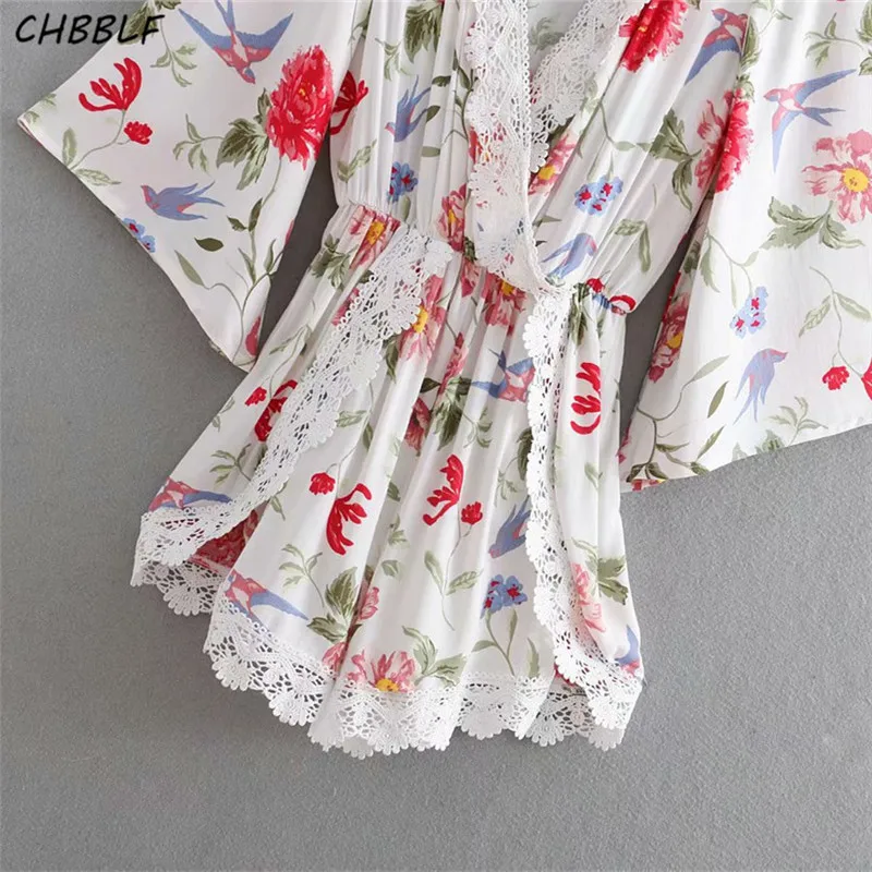 CHBBLF женские крестообразные Цветочные Костюмы для игры с принтом кружева пэчворк женский с эластичной талией стильные шикарные комбинезоны BGB9368