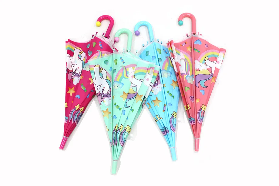 Hot Lovely Cartoon Umbrella For Sun Protection School Students Long Handle Umbrella For Kids Girls Gift Rain Umbrella (8)