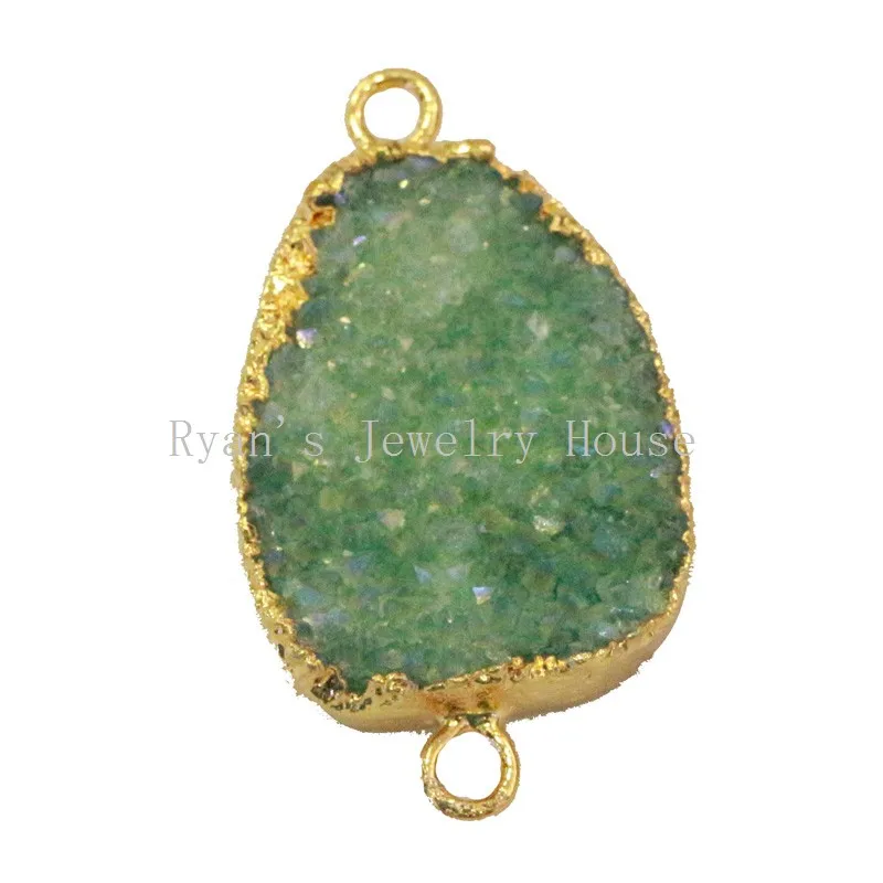 S002-4 green color quartz druzy connector