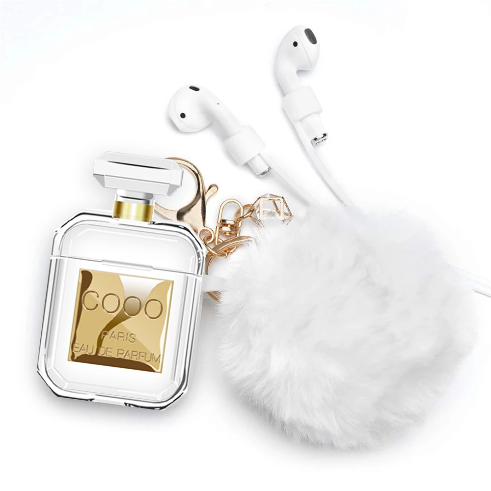 

Earphone Case For Apple Airpods luxury France brand Transparent perfume bottle Buttons Headphone Case Earphone Accessories