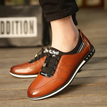 

BIMUDUIYU Handmade Genuine Leather Men Loafers Shoes Fashion Sneakers Casual Shoes Comfortable Slip On Men Flats Shoes
