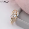 PATAYA – bagues rondes en Zircon naturel pour femmes, nouveau cadeau, incrustation de Micro cire, goutte d'eau, oeil de cheval, bijoux de luxe, fête de mariage, 585 ► Photo 1/6