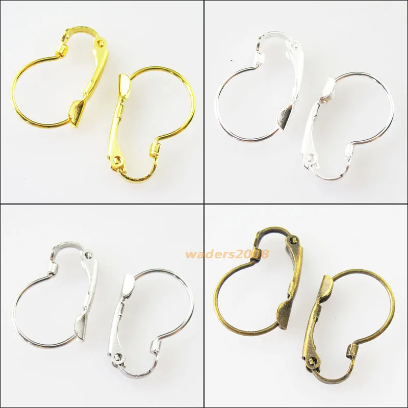 

20Pcs Pear French Earring Hooks 13x19mm Gold Dull Silver Bronze Plated