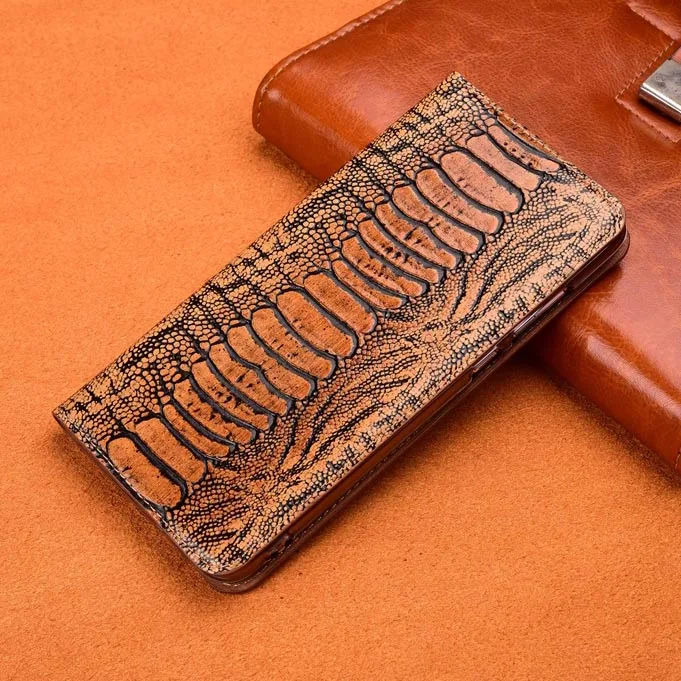 Роскошный чехол для телефона Ostrich Foot Grain для Xiaomi Redmi 6 Redmi6, чехол-книжка с подставкой и карманом для карт, чехол из натуральной коровьей кожи - Цвет: Coffee