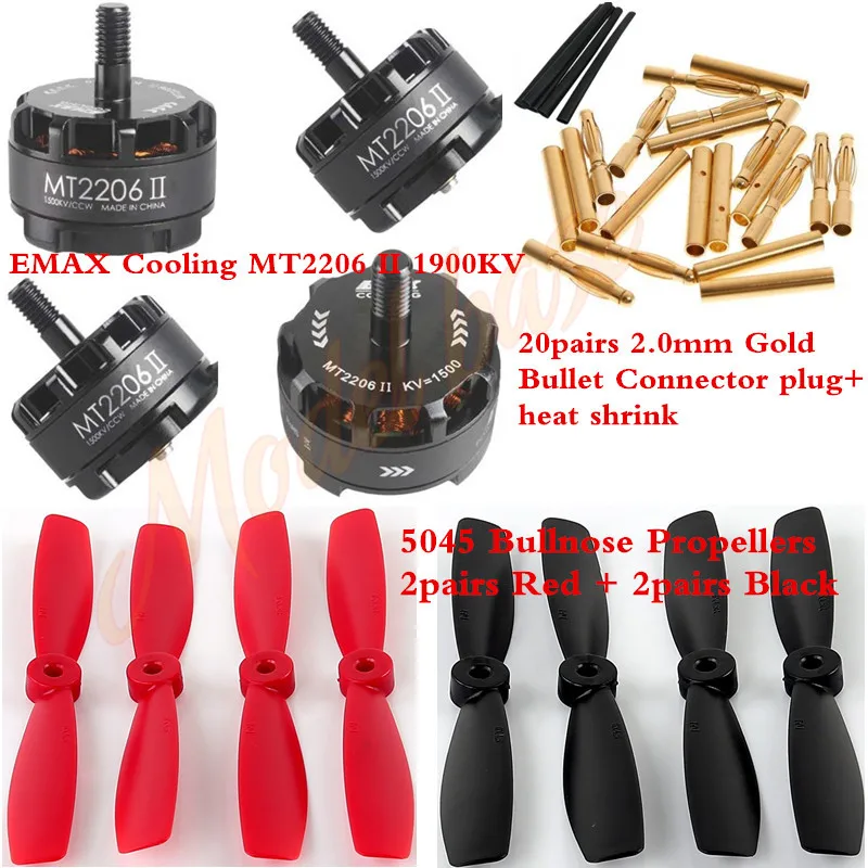 4Pcs EMAX MT2206 II 1900KV Brushless Motor+4pair 5045 Bullnose