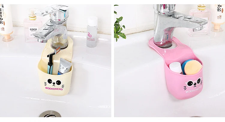 Кошка раковина висячая сумка для хранения симпатичная корзина пластиковая ванная кухня Органайзер коробка слив воды кран губка держатель кухонное приспособление