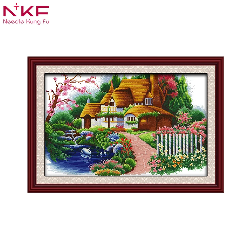 

NKF Dream cabin landscape home decor print pattern cross stitch kit sale canvas for embroidery counting patterns dmc 11 14ct