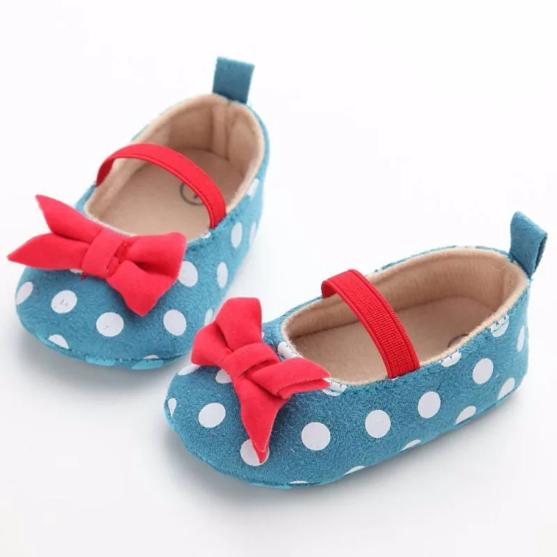 Sweet Baby Обувь для девочек принцессы в горошек большой бант для малышей балетное платье мягкой подошве Anti-тапки обувь