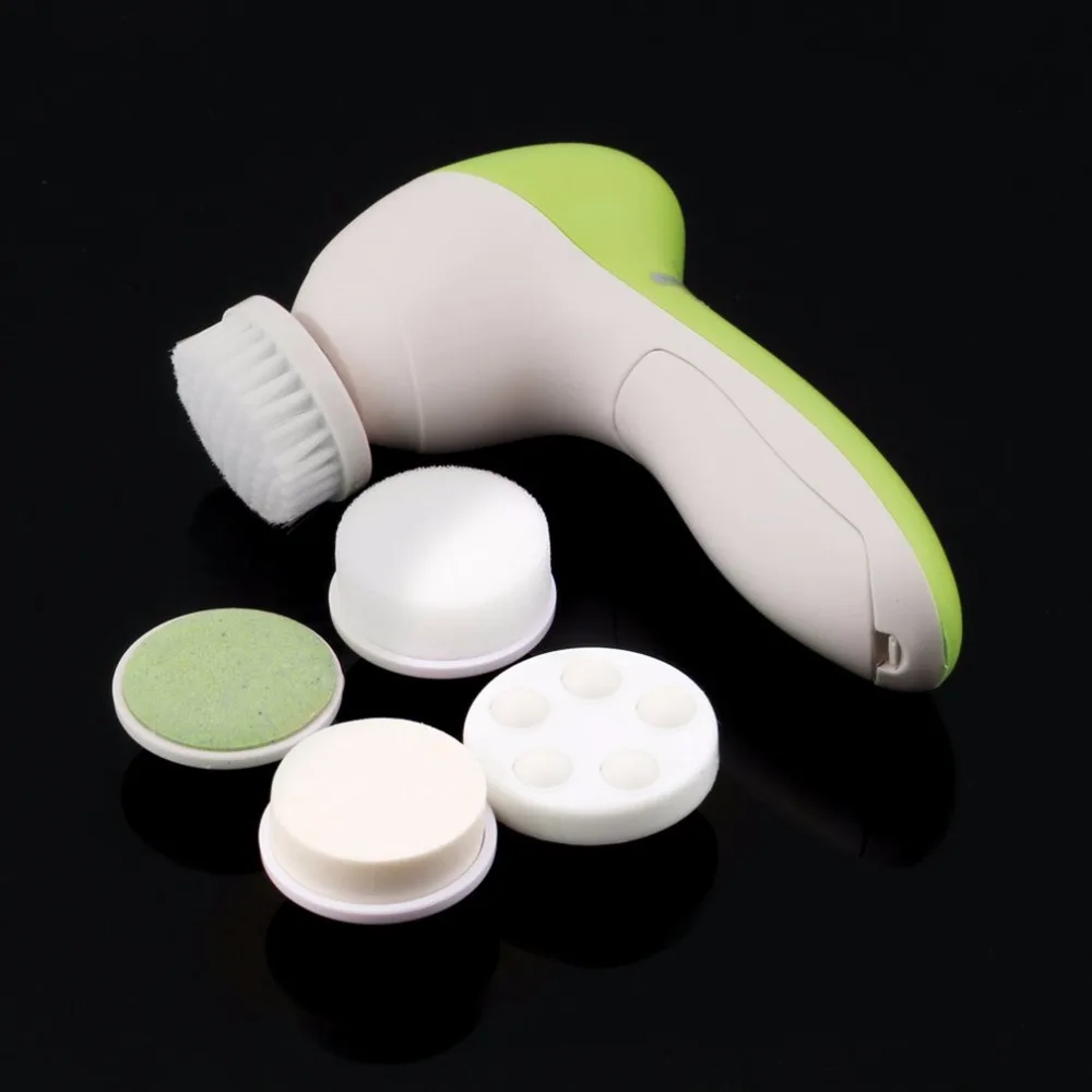 

1 Set 5-in-1 Electric Wash Face Machine Facial Pore Cleaner Body Cleaning Massage Mini Skin Beauty Massager Face Washing Brush