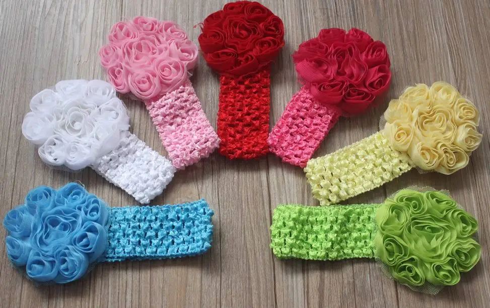 

20pcs 8cm Chiffon Rosettes Boutique Headband Flowers for Girls,Girls Headbands,Chiffon Flower Headbands for Children