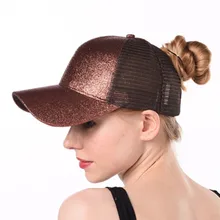 Прямая поставка, блестящая бейсболка с конским хвостом, Женская Бейсболка, летняя грязная Кепка с сеткой, повседневные регулируемые Твердые крышки