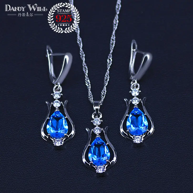 Серебро 925, ювелирный набор для женщин, модное бисерное ожерелье, серьги-капли, кольцо, 4 шт., свадебный костюм, ювелирные наборы, украшения - Окраска металла: Three Piece
