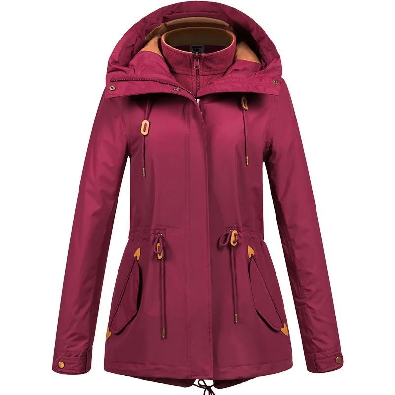 ZYNNEVA Autumn Winter Coat Women 3 in 1 Mountain Camping Hiking Suit Ski Windproof Jackets Thermal 