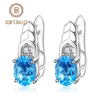 

Gem's Ballet 2.00Ct Natural Swiss Blue Topaz Gemstone Classic Stud Earrings 925 Sterling Silver Fine Jewelry For Women