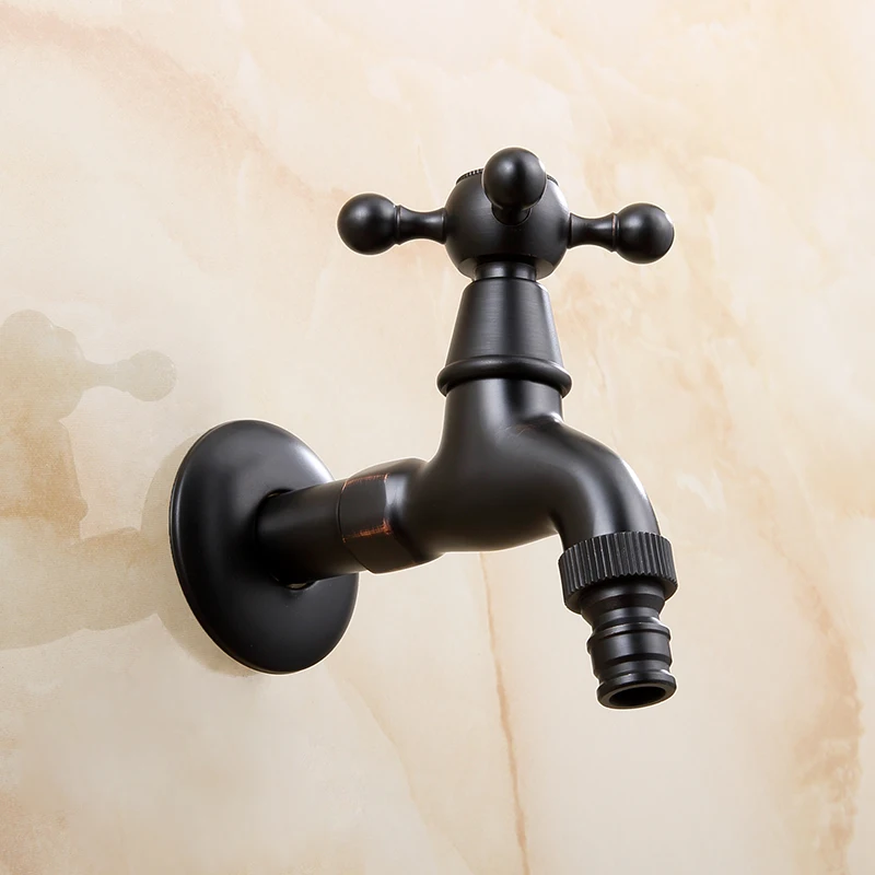 

2 Styles Wall Mounted Black Oil Rubbed Bronze Cross Handle Washing Machine Faucet /Garden Water Taps