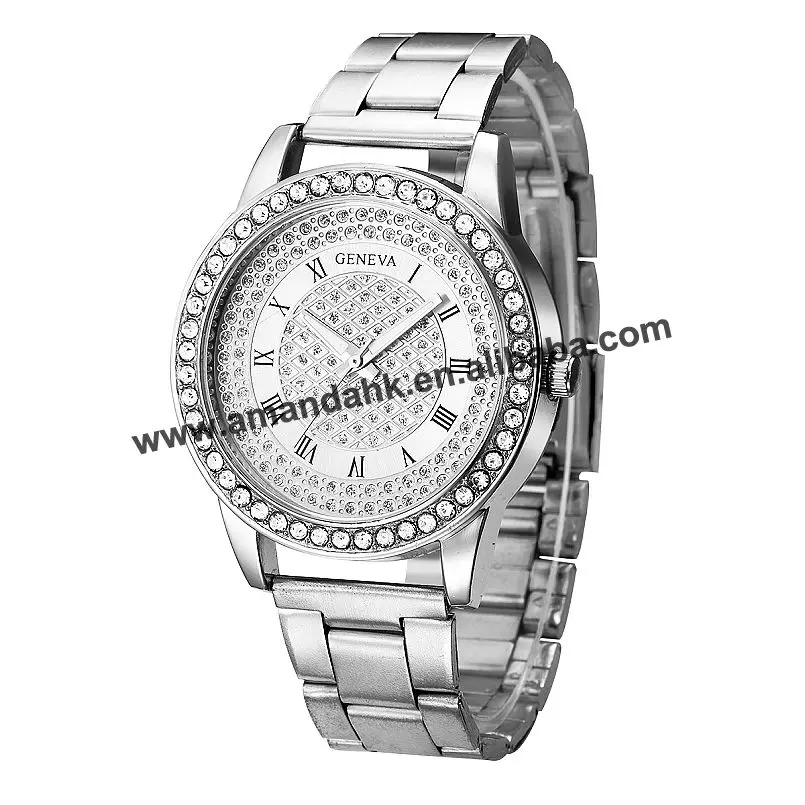 Лидер продаж,, женские часы Geneva, роскошные спортивные кварцевые часы из сплава, популярные женские часы 5600