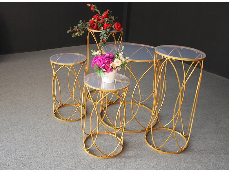 JAROWN Wedding Props Acrylic Ironwork Cylindrical Dessert Table Pre-function Area Decoration Wedding Party Dim Sum Cake Stand (15)