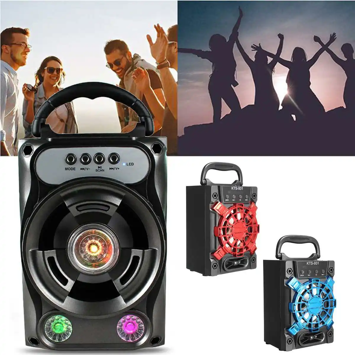 

portable Wireless Stereo speaker system Outdoor Mini bluetooths Audio Speaker LED music dancing Sport USB/ TF CARD/AUX play mode